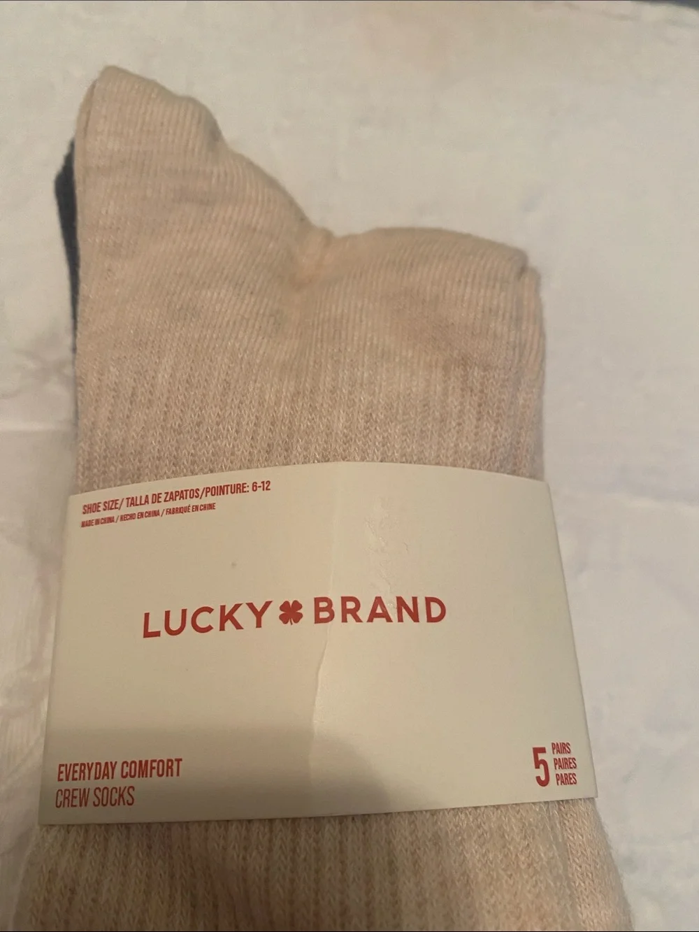 Lucky Brand Men's Crew Socks - Beige & Navy Pack
